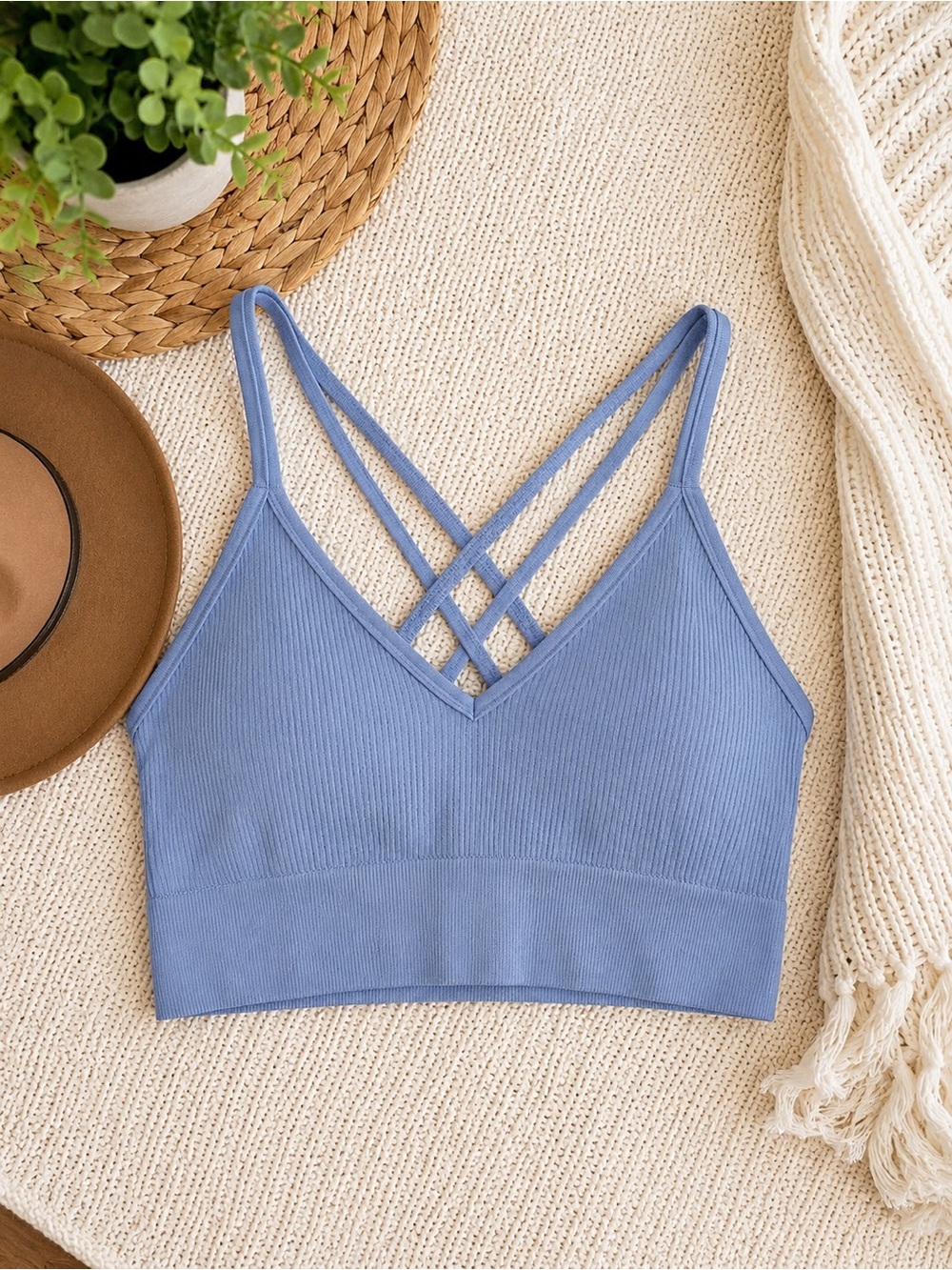 Aerie Light Blue Strappy Bralette Crop Top